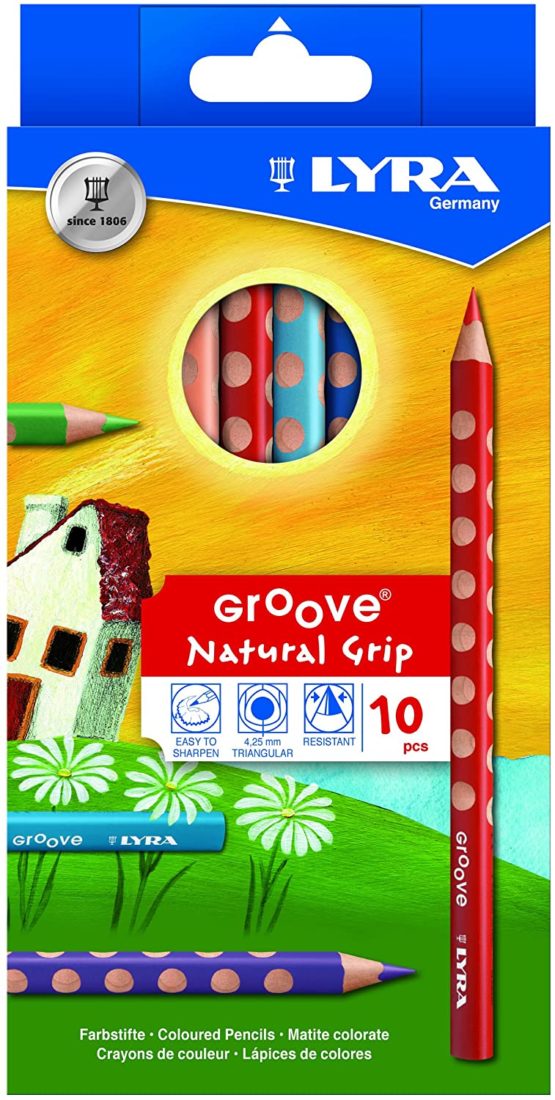 Lyra Groove Jumbo 3811100 Varnished Colouring Pencils in Cardboard Case K10 Pack of 10