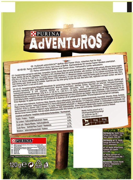 Purina Adventuros Sticks Dog Treats Buffalo Flavour, 120 g - Pack of 6 - Image 2