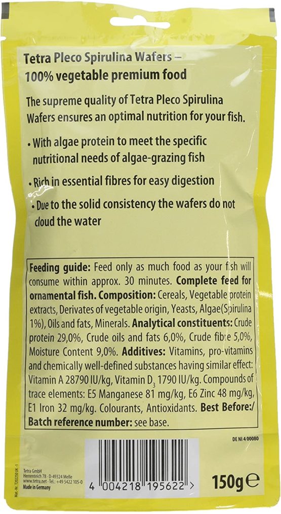 Tetra Pleco Spirulina Wafers for All Herbivorous Bottom-Feeding Fish, 150g - Image 2