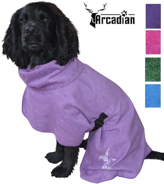 Arcadian Microfibre Dog Robe. Quick-Drying and Super-Absorbent. Easy To Use, Comfortable, Adjustable Straps.