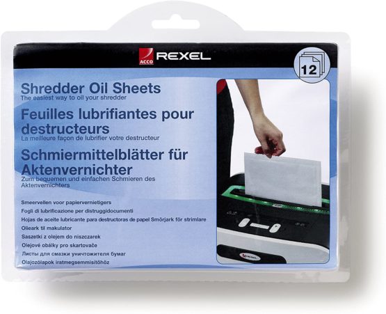 Rexel Shredder Oil Sheets, Pack of 12, A5 Size, Shredder Maintenance, 2101948