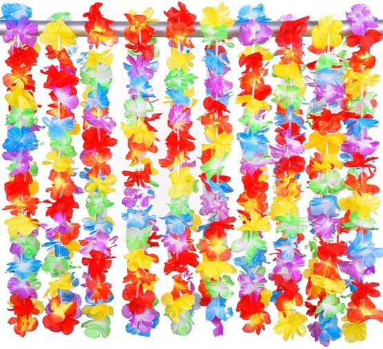eBoot 10 Pieces Hawaiian Ruffled Flower Lei Luau Floral Leis for Dress, Party Necklace and Beach (Multicolor A) - Image 2
