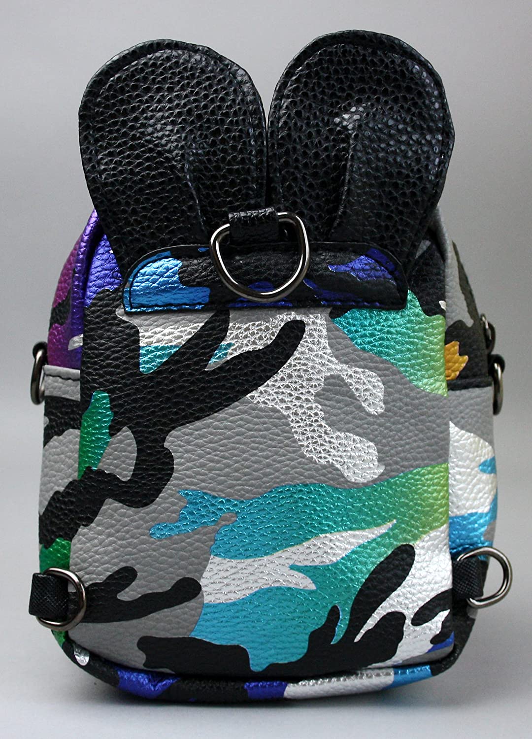 Emartbuy Silver PU Leather Studded Ladies Women Girls Mini Backpack Fashion Shoulder Zip Bag Travel Rucksack - Camouflage - Image 2