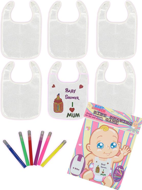 Alandra Baby Shower Bibs Drawing Game, Multi-Colored