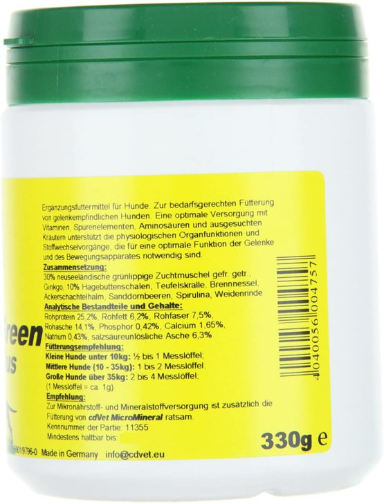 cdVet Natural Products ArthroGreen plus 330 g - optimally supports the musculoskeletal system and joints in acute phases - nutrition-related support - for the strength of bones and cartilage - - Image 4