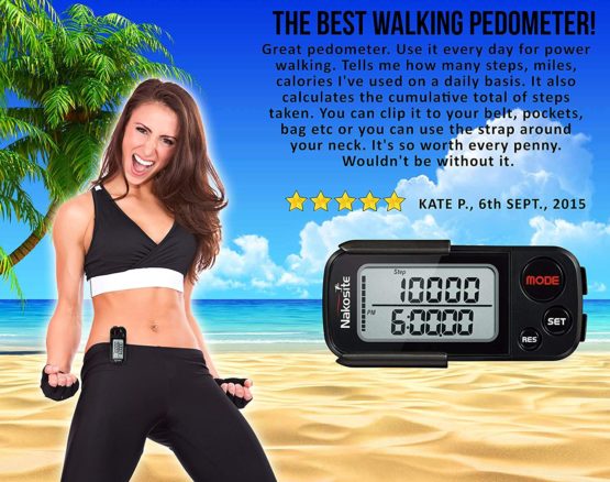 Nakosite BPED2433 Best accurate 3D Pedometer step calorie counter fitness activity trackers for men women and kids with clip and strap for walking and Running NO Bluetooth - Image 2