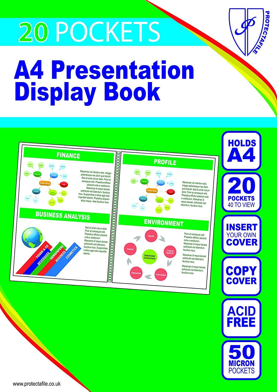 Tiger A4 Presentation Display Book with 20 Pockets (Black), Black/Blue - Image 4