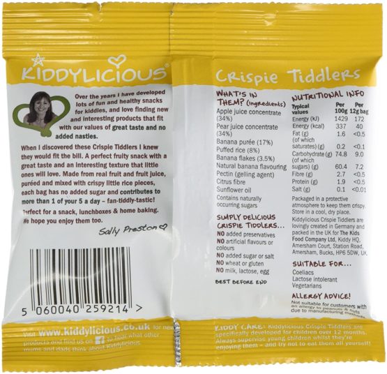 Kiddylicious Banana Crispy Tiddlers | Real Fruit Kids Treat | Suitable for 12 Months+ | 18 x 12g Packs - Image 2