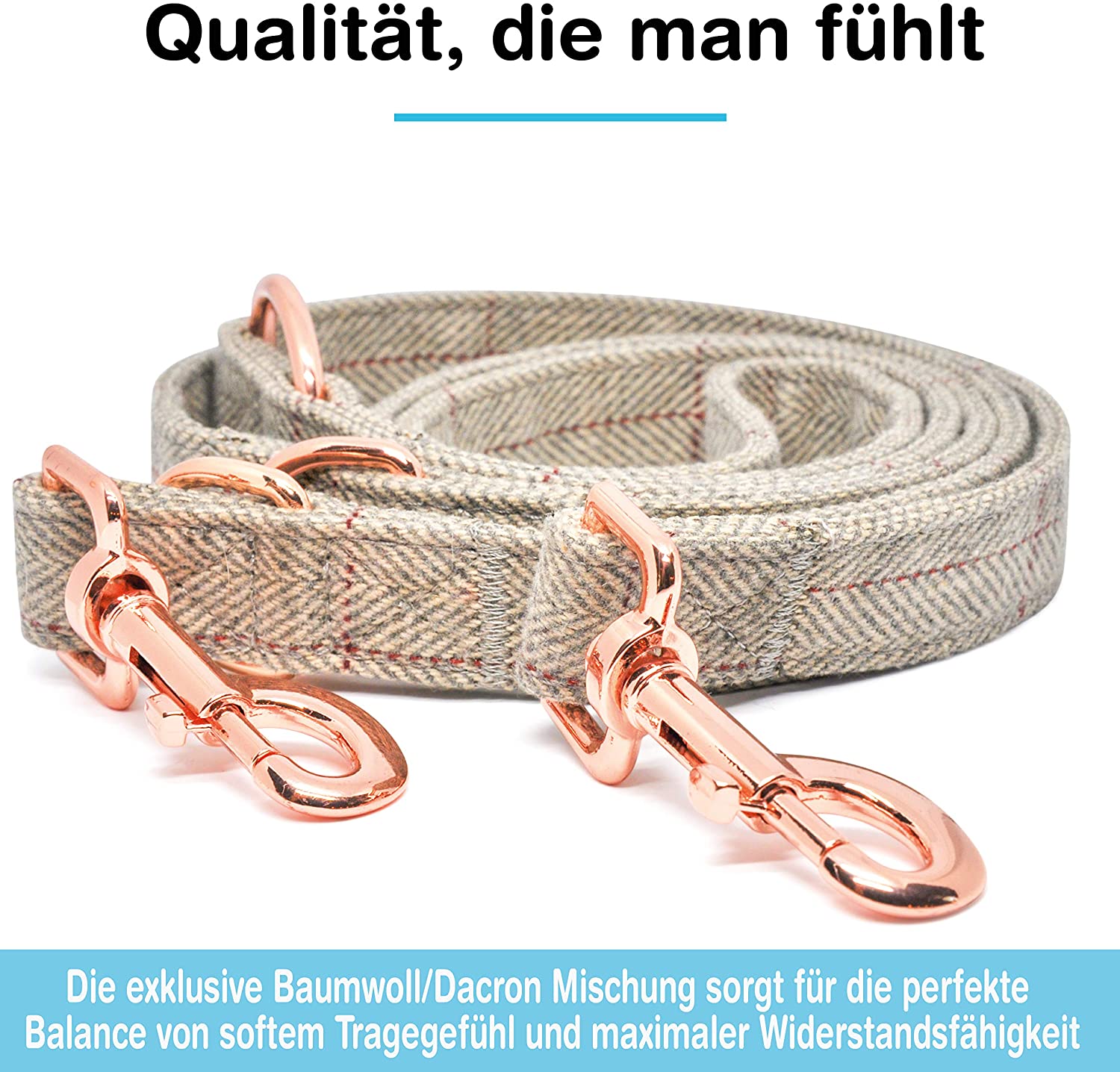 Freudentier Dog Collar + Dog Lead (2m) as Set, grey, 31-40cm - Image 3
