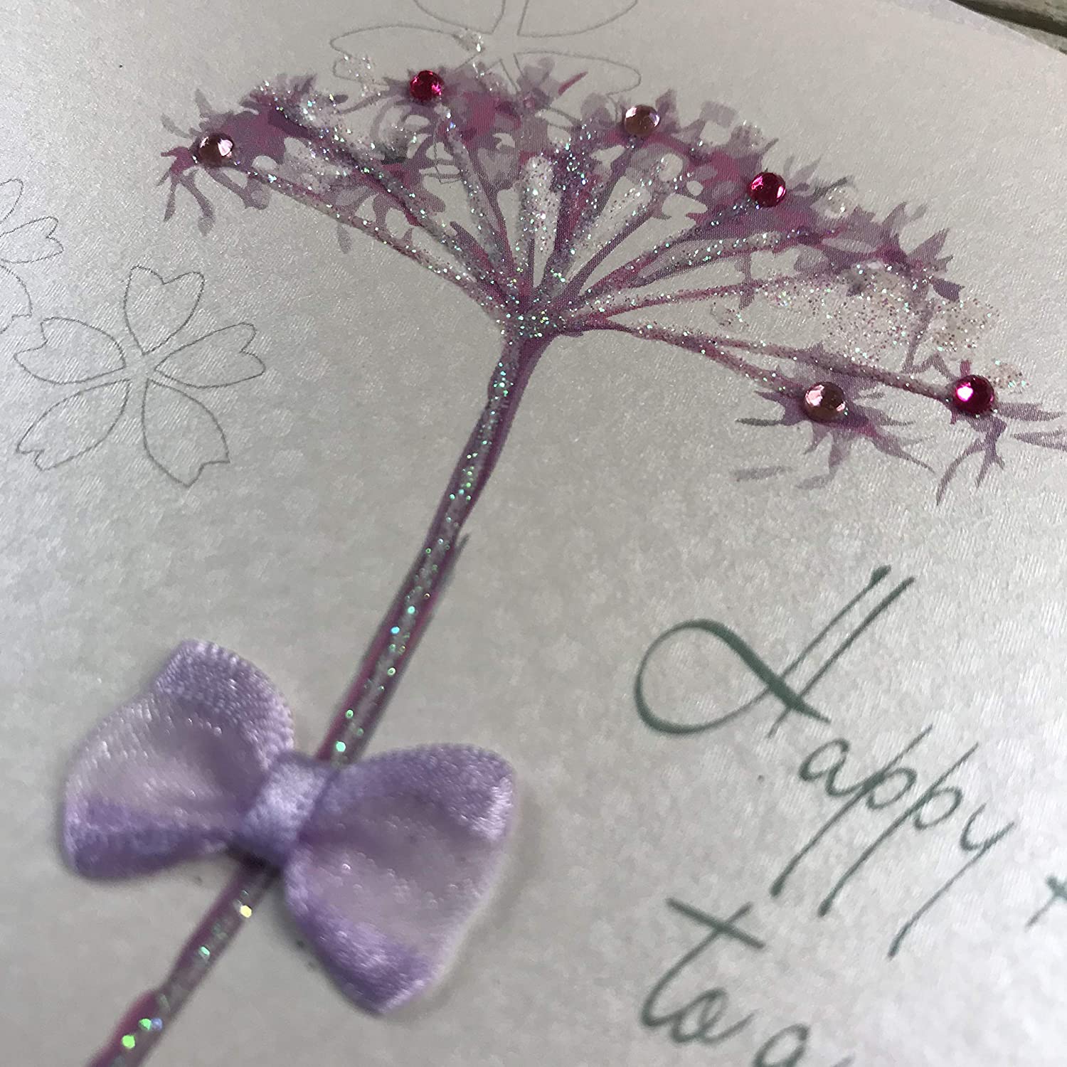 white cotton cards Handmade Happy Birthday Card To A Lovely Daughter Dandelion, White, BD62, 16cm x 16cm - Image 2