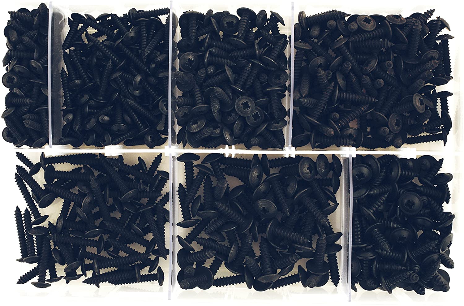 Connect 35002 Assorted Self Tapping Black Flanged Screws Box 700pc, No6 to No10