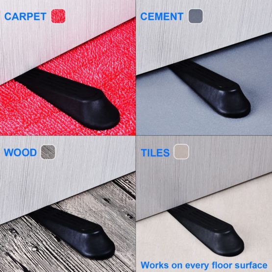 6 Pack Door Stoppers Door Wedges Door Stop Wedges (Black) - Image 3