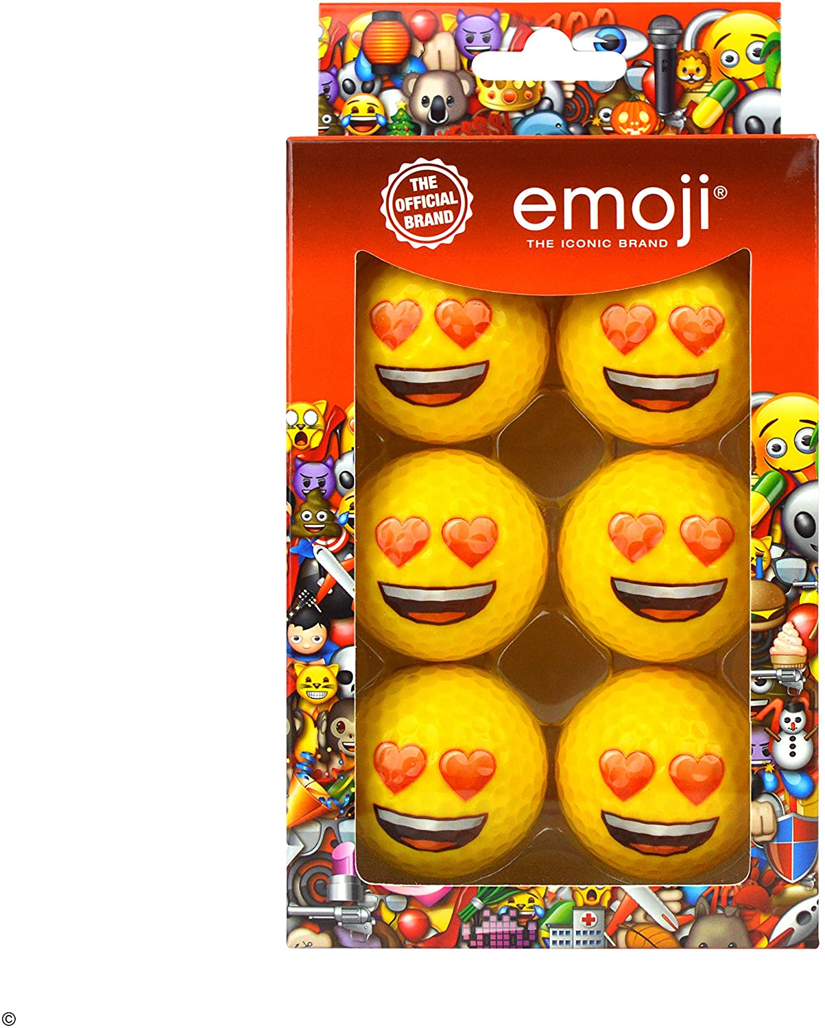 Emoji Unisex Adult 6 Pack Heart Eyes Novelty Fun Golf Balls