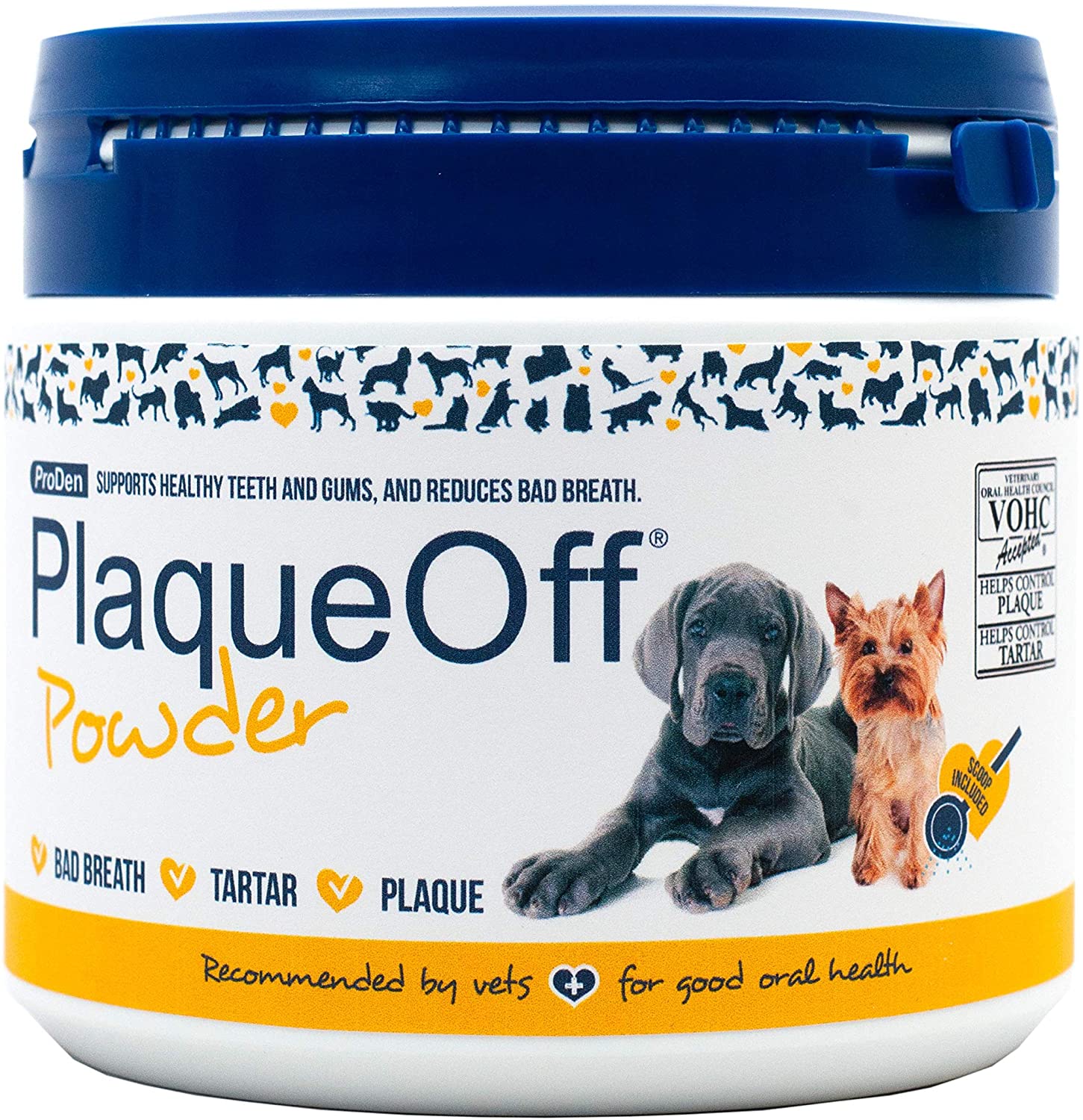 ProDen PlaqueOff Powder for Dogs & Cats, Tartar & Bad Breath Remover with 100% Natural Teeth Cleaner and Plaque Remover 420 g