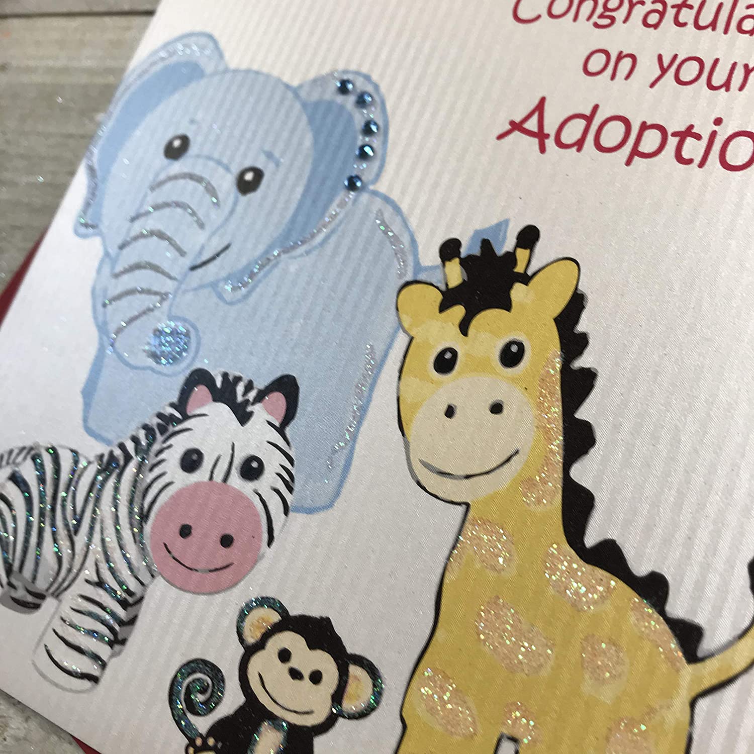 white cotton cards "Congratulations On Your Adoption Handmade Card, White, PD124, 16cm x 16cm - Image 3