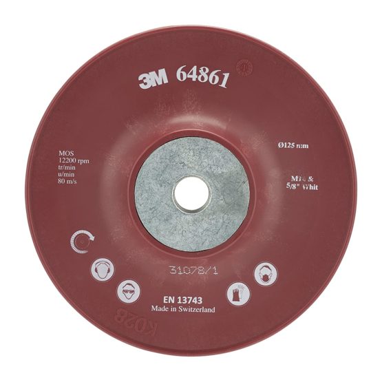 3M High Performance Ribbed Back-Up Pad 125mm – Longer disc life and more utility for 3M Cubitron fibre discs - 1x Back-Up disc
