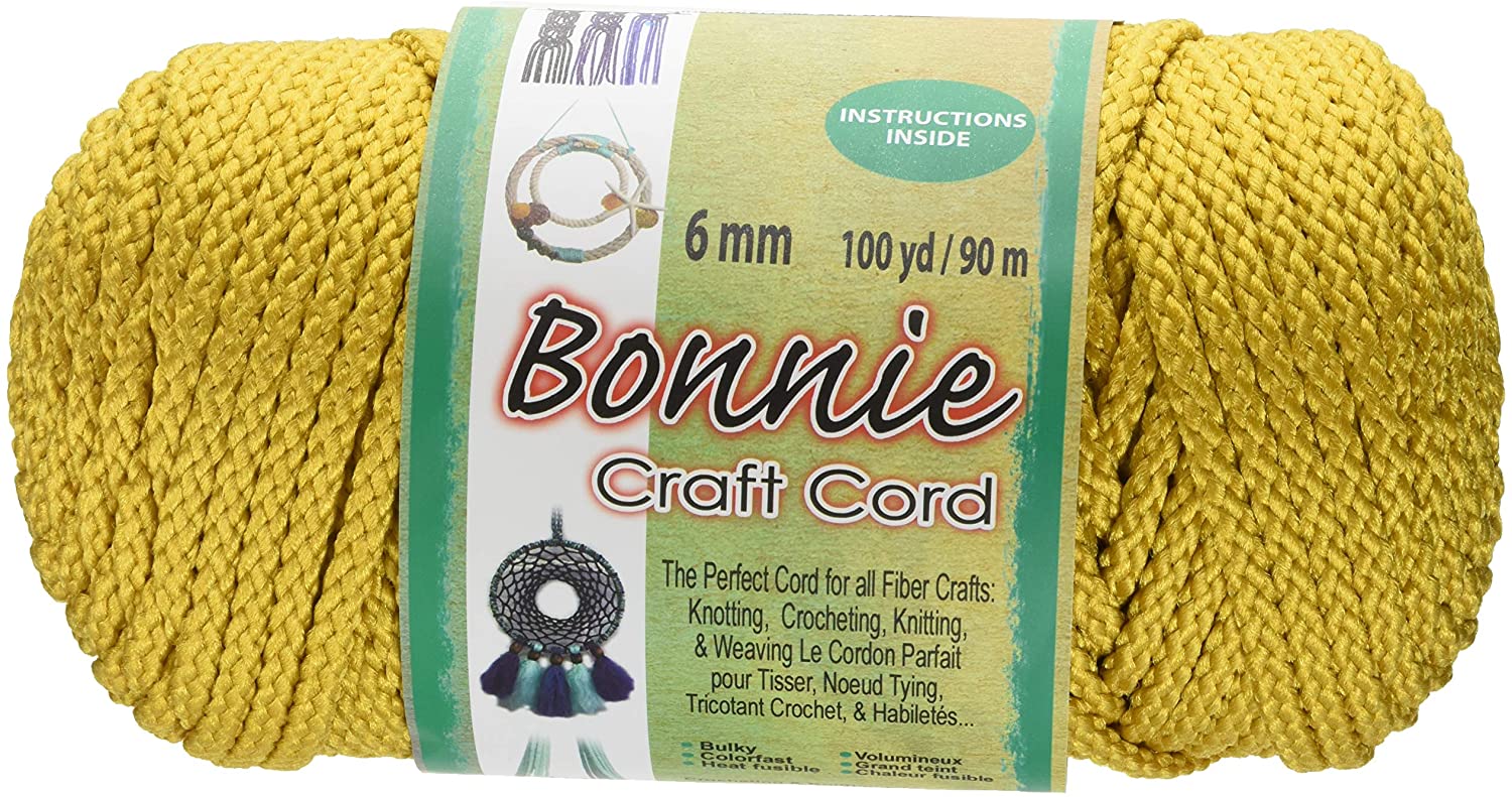 Pepperell polyolefin fiber Bonnie Macrame Craft Cord 6 mmx 100 yard-Gold, Multicolor, Pack Of 1