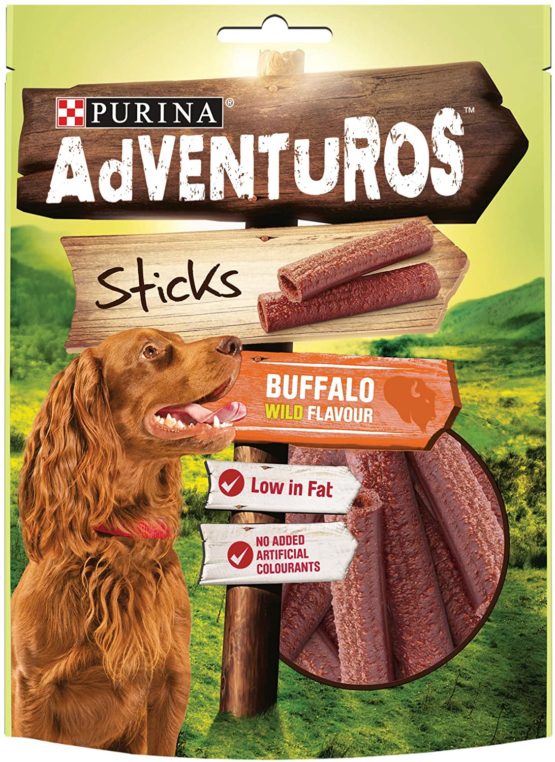 Purina Adventuros Sticks Dog Treats Buffalo Flavour, 120 g - Pack of 6