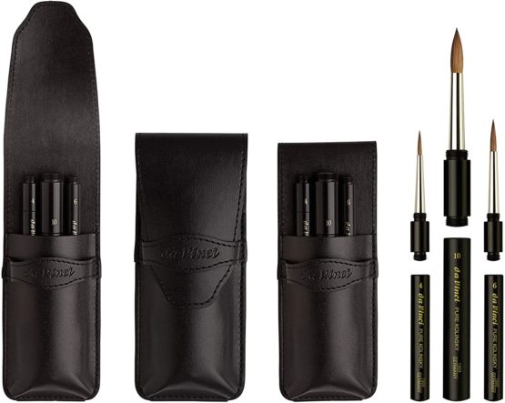 DA VINCI 5382-1503 Series Travel Brush Case Set, Leather, Black, 30 x 30 x 30 cm