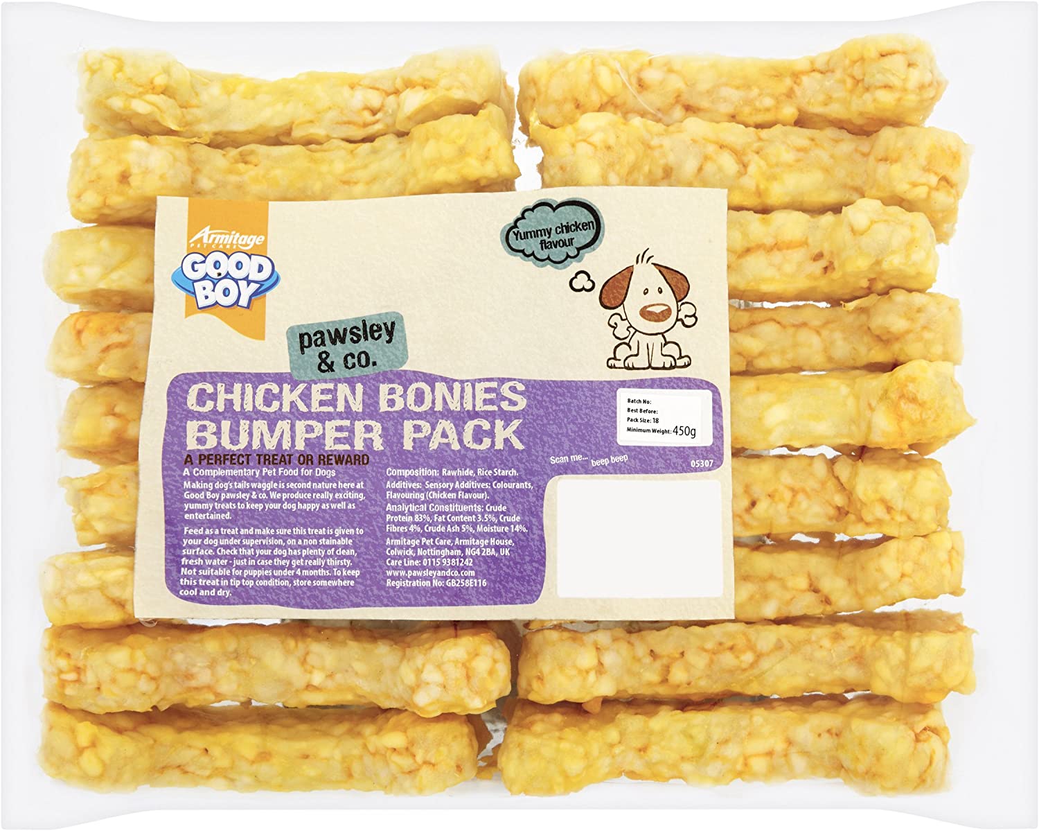 Good Boy - Munchy Chicken Bonies Bumper Pack - Dog Chews - A Perfect Treat or Reward - Pack of 18 - Dog Training Treats