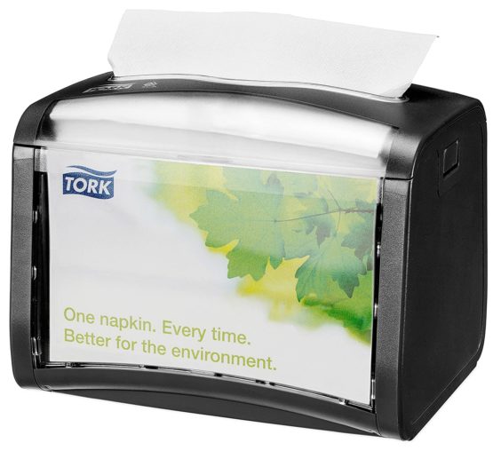 Tork 272611 Xpressnap Tabletop Napkin Dispenser N4 / Paper Dispenser Suitable for N4 Interfold Napkin Refills / Signature Design / Black