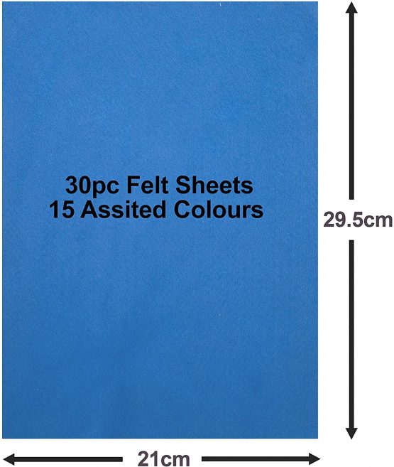 Edukit A4 Polyester Felt Fabric Sheet; 30 per Pack; 15 Assorted Colours - Great for DIY Crafting and Sewing - Image 4