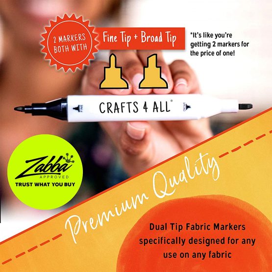 Crafts 4 All Permanent Fabric Laundry Marker, Non Bleed, Dual Tip, Black, 2 Piece - Image 2