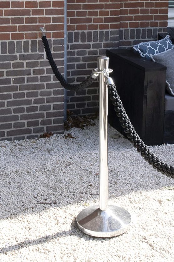 Securit Classic Range Barrier System Black Rope - Chrome Ends - Image 2