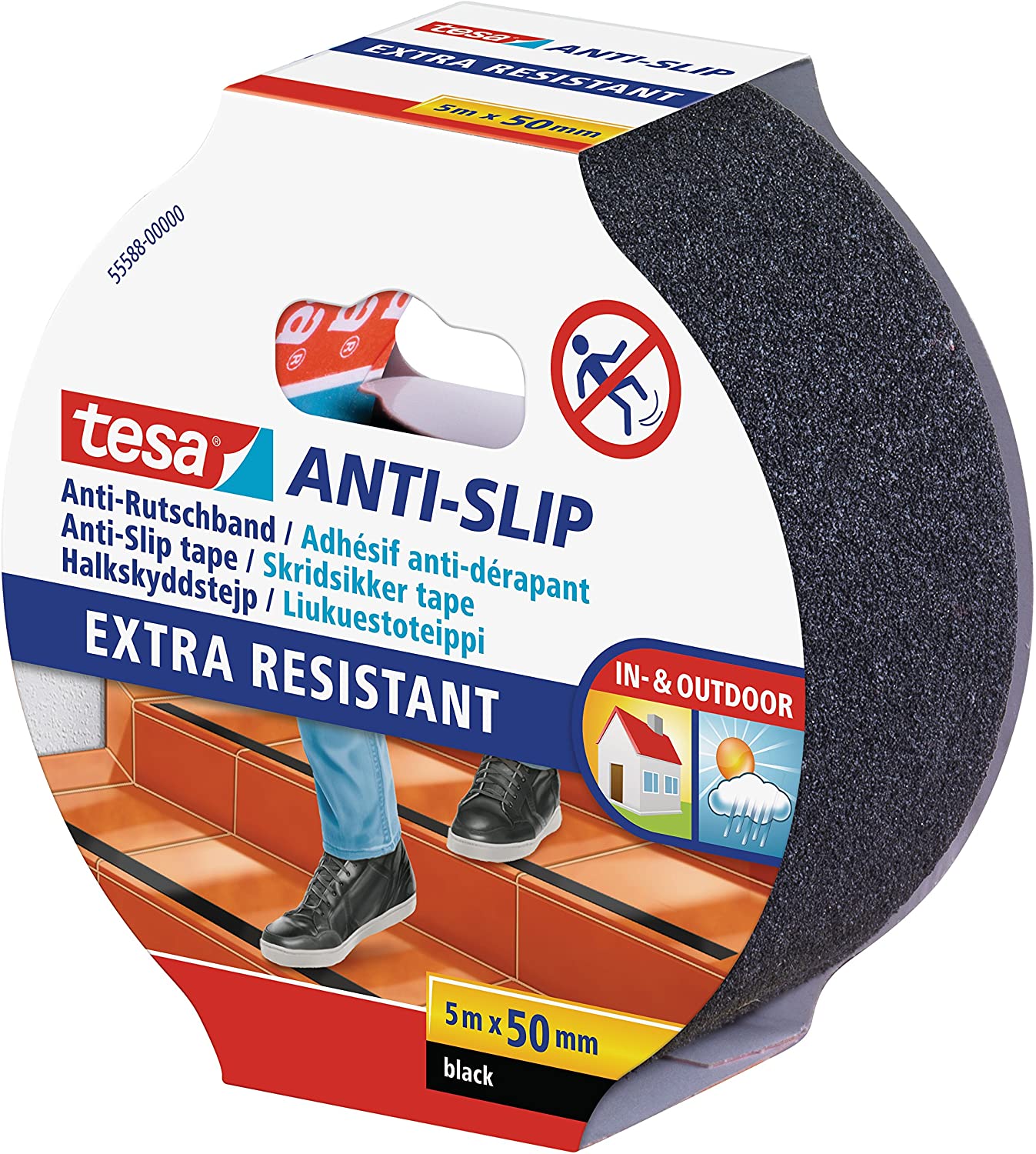 tesa Anti-Slip Tape, Black, 5m x 50mm - Image 3