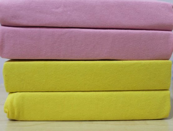Dudu N Girlie Pram/Crib/Moses Basket Cotton Jersey Fitted Sheets, 36 x 75 cm (Pack of 2) (Pink & Yellow)