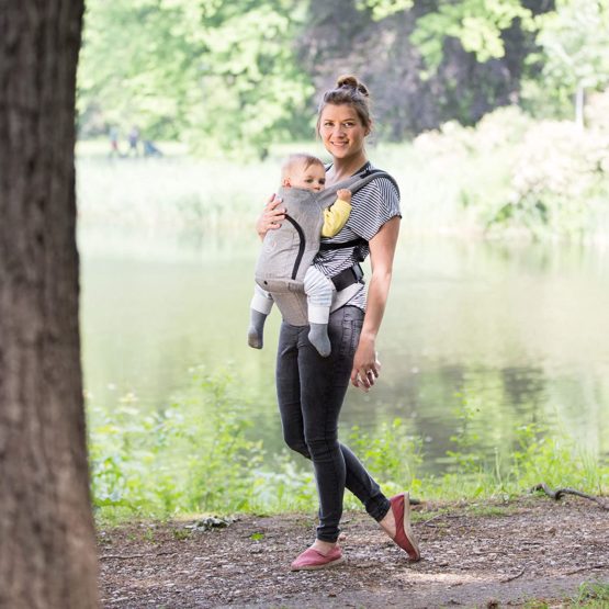 Little Choice Baby Carrier Urban Chic, Ergonomic Backpack, 3 Months and Up, Comfortable Carrying Aid with Hood, Grey - Image 2