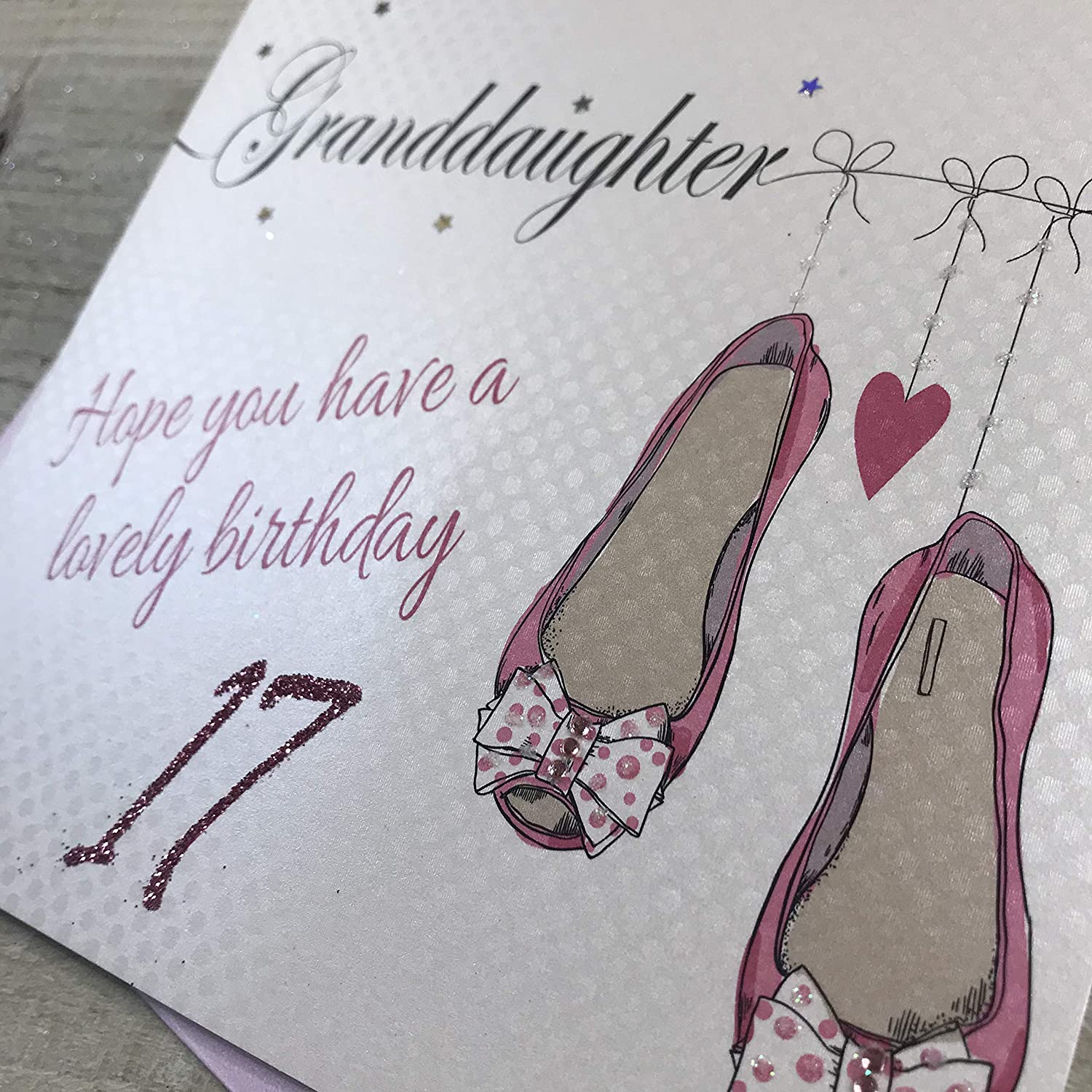 White Cotton Cards "Granddaughter 17" Handmade Birthday Card, LL225-17, Multicolor, 16 x 16 cm - Image 2