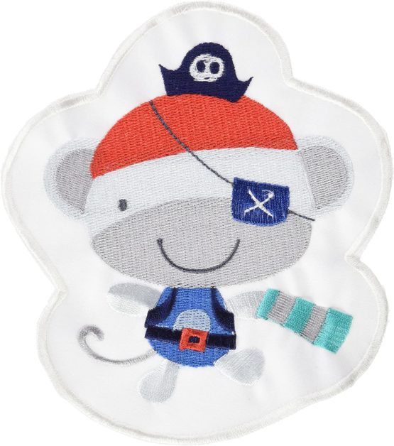 Pirulos 16213510 – Embroidered Applique Pirate Design, 32 x 90 cm, White and Grey - Image 2
