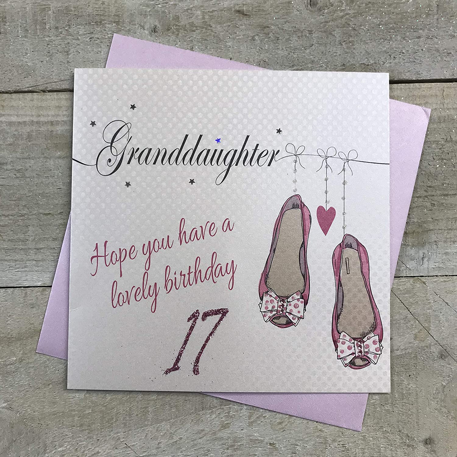 White Cotton Cards "Granddaughter 17" Handmade Birthday Card, LL225-17, Multicolor, 16 x 16 cm