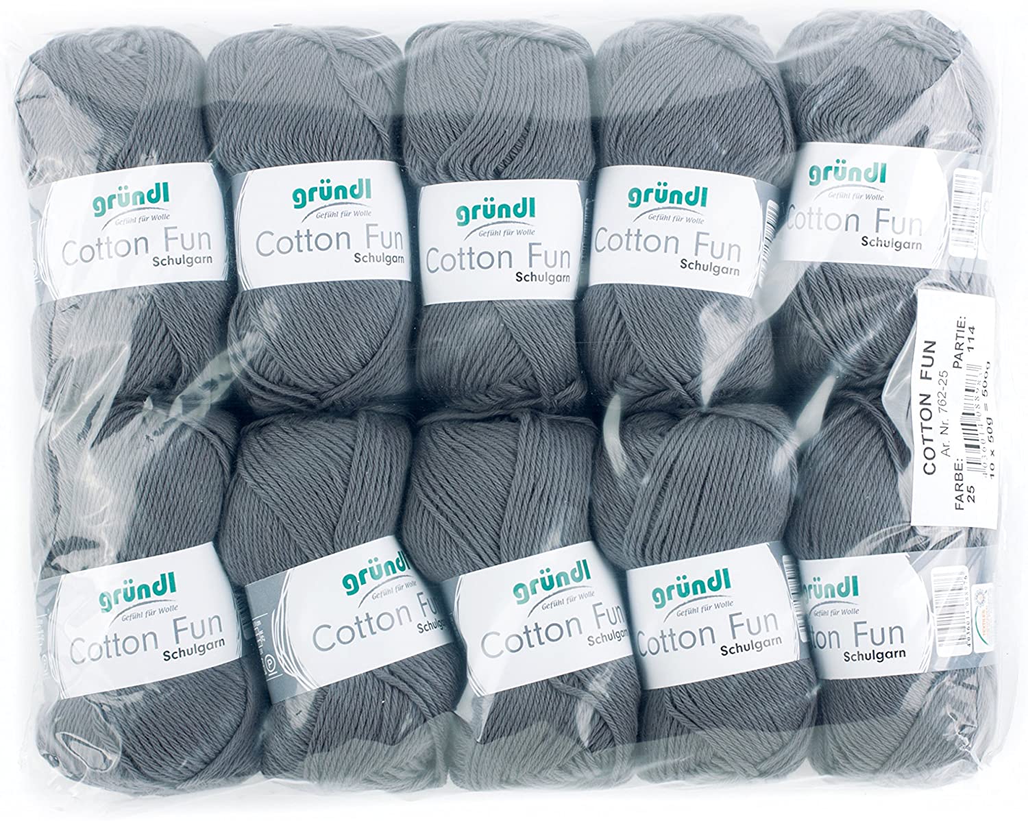 Gründl Cotton Fun Wool Cotton, charcoal, 27.00 x 11.00 x 07.00 cm