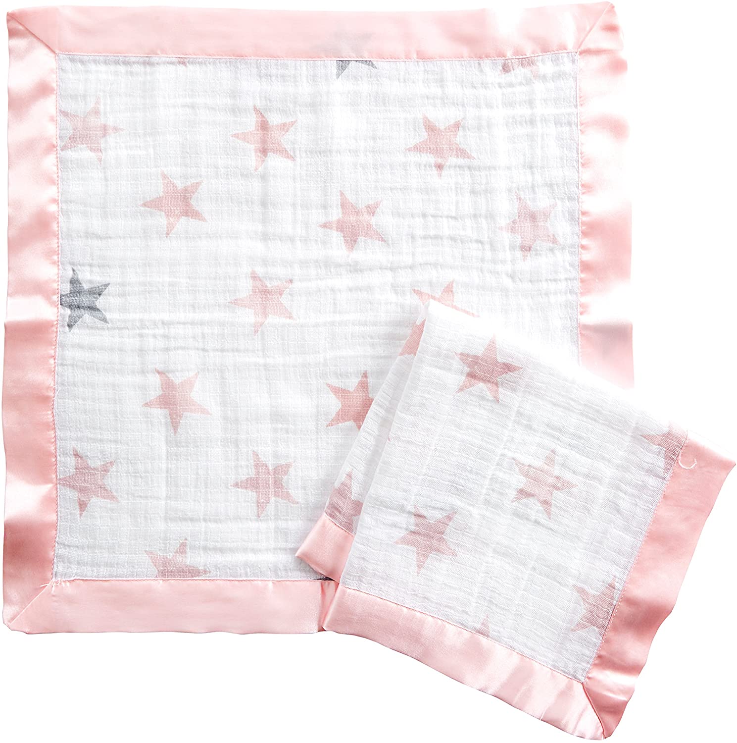 aden + anais essentials Issie Security Blanket, Super Soft 100% Cotton Muslin, Satin Trim, 2 pack, doll