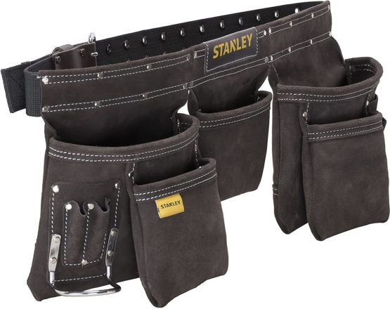 STANLEY Leather Tool Belt Pouch Apron, Multi-Pockets Storage Organiser, Hammer Loop, STST1-80113 - Image 4
