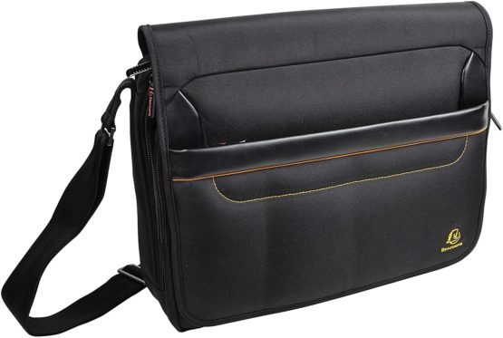 Exacompta Ref - 17234E Exactive Laptop Case, 38x30.5x10 cm, Padded Compartment for a 14 Inch Laptop or Tablet, Made from a Hardwearing Polyester, Black Exterior and Orange Interior