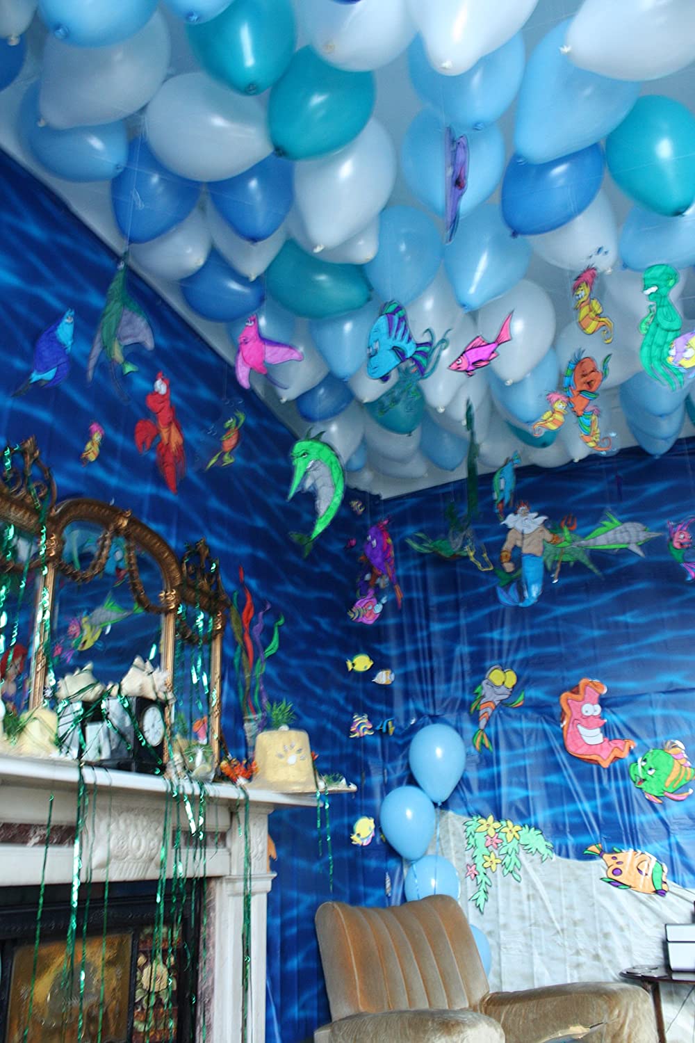 GrassVillage 100 Pcs 12 Inch Latex Balloons, Blue & White Party Balloons for Birthday Baby Shower, Carnival - Image 3