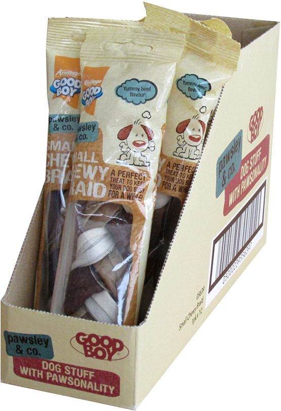 Good Boy - Small Chewy Braids - Dog Chews - Made With Beef Hide and Beef Flavouring - 55 Grams ℮ - With Probiotics To Aid Digestion - Case of 12