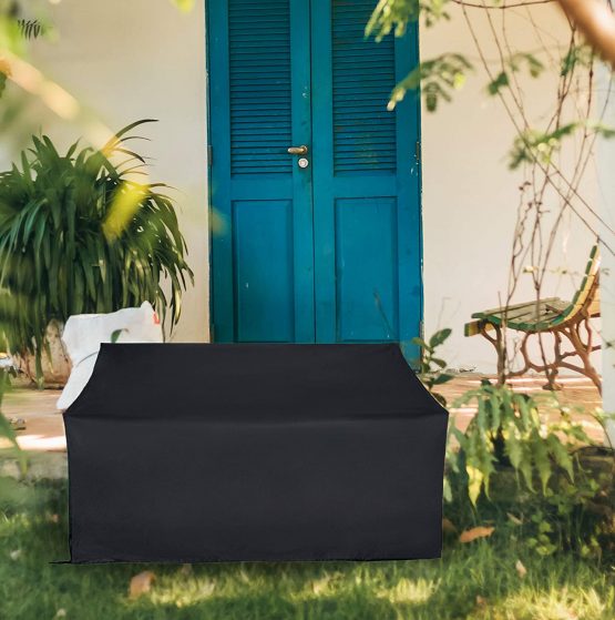 SIRUITON Garden Bench Cover 4 Seat 420D Waterproof Oxford Fabric Rip-Proof, UV & Water-Resistant Black 185x69x65/96 cm - Image 4