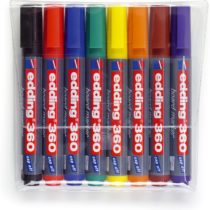 edding 360 Whiteboard Marker Set - Multi-Coloured - 8 Whiteboard Pens - Round Tip 1.5-3 mm - Whiteboard Pen Dry Wipe - for Whiteboards, Flipcharts, Magnetic, Memo Boards - Sketchnotes - Refillable