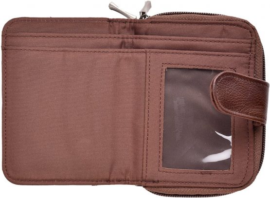 Ladies Small Leather Purse wih 2 Zipped Compartments (Black, Tan, Red, Dark Brown, Beige) - Image 2