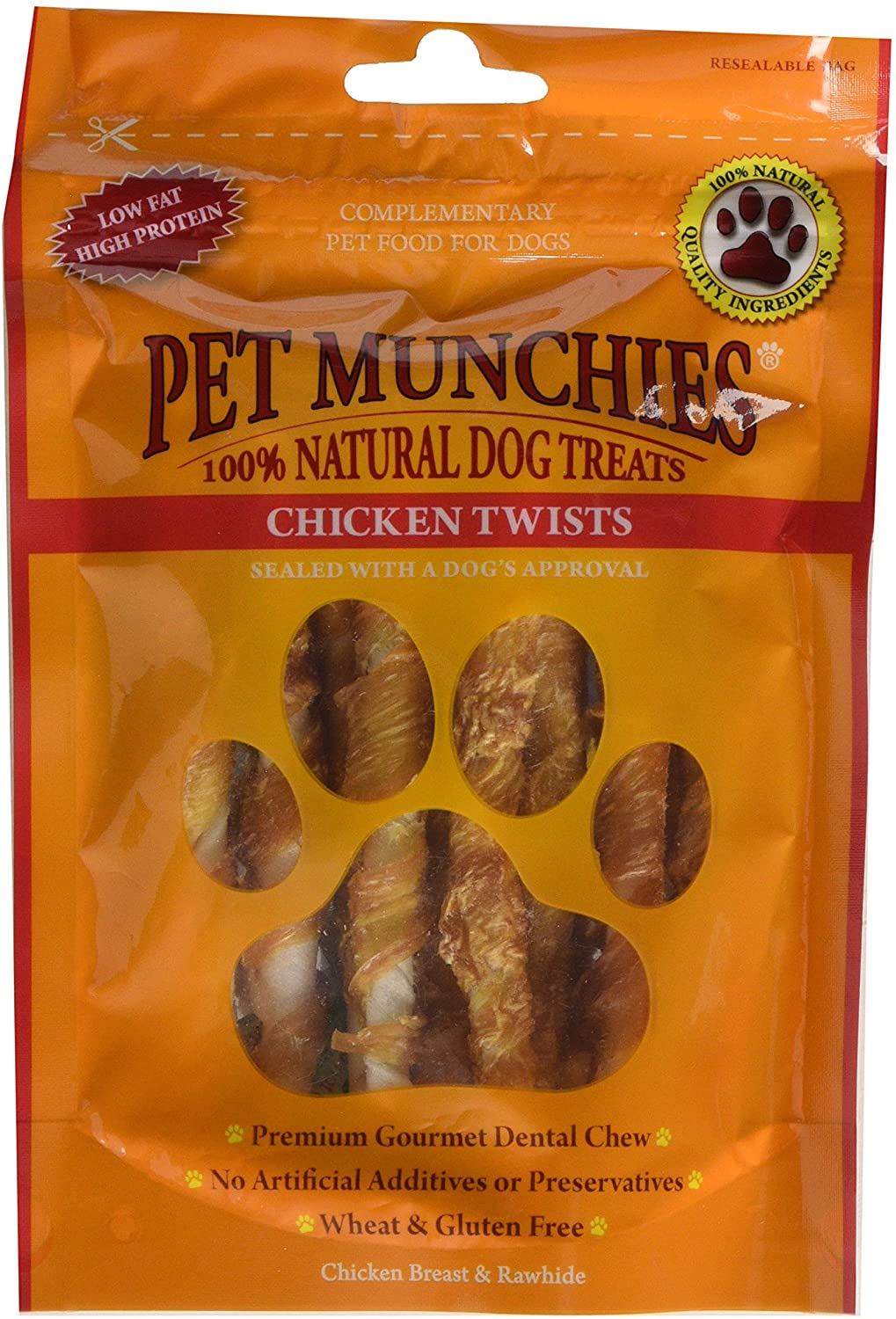 Pet Munchies Chicken Twists Dog Treats, Premium Grain Free Dental Sticks with Natural Real Meat, Low in Fat and High in Protein 80g