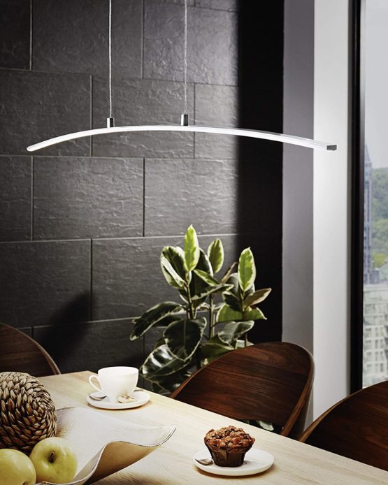 Eglo Lasana LED Pendant Light 1 Bulb Aluminium Steel Plastic Chrome White, Steel Plastic aluminium, Chrome / White, 90 x 12 x 100 cm, Integriert One Size - Image 3