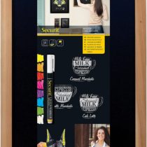 Securit Woody Wood Board with Chalk Marker, Lacquered Teak Finish, 30 x 40 cm, 30x40