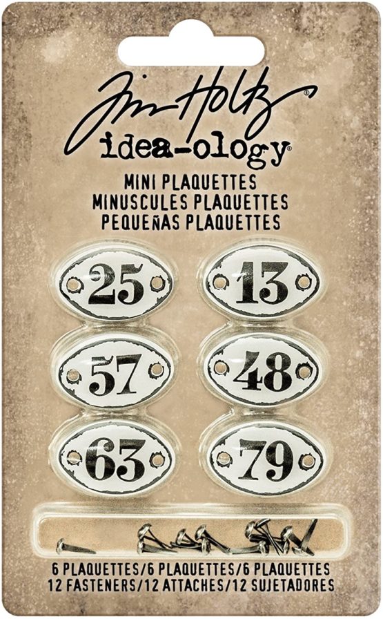 Advantus Idea-Ology Mini Plaquettes with Brads .5 x .75-inch-White with Black Numbers, Other, Multicoloured, 7.79x11.6x0.93 cm