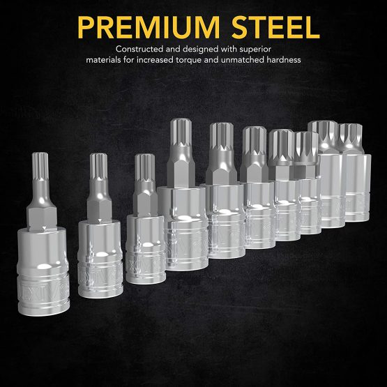 LEXIVON XZN Triple Square Spline Bit Socket Set, Premium S2 Alloy Steel | 10-Piece European Style M4 - M18 Set | Enhanced Storage Case (LX-145) - Image 2