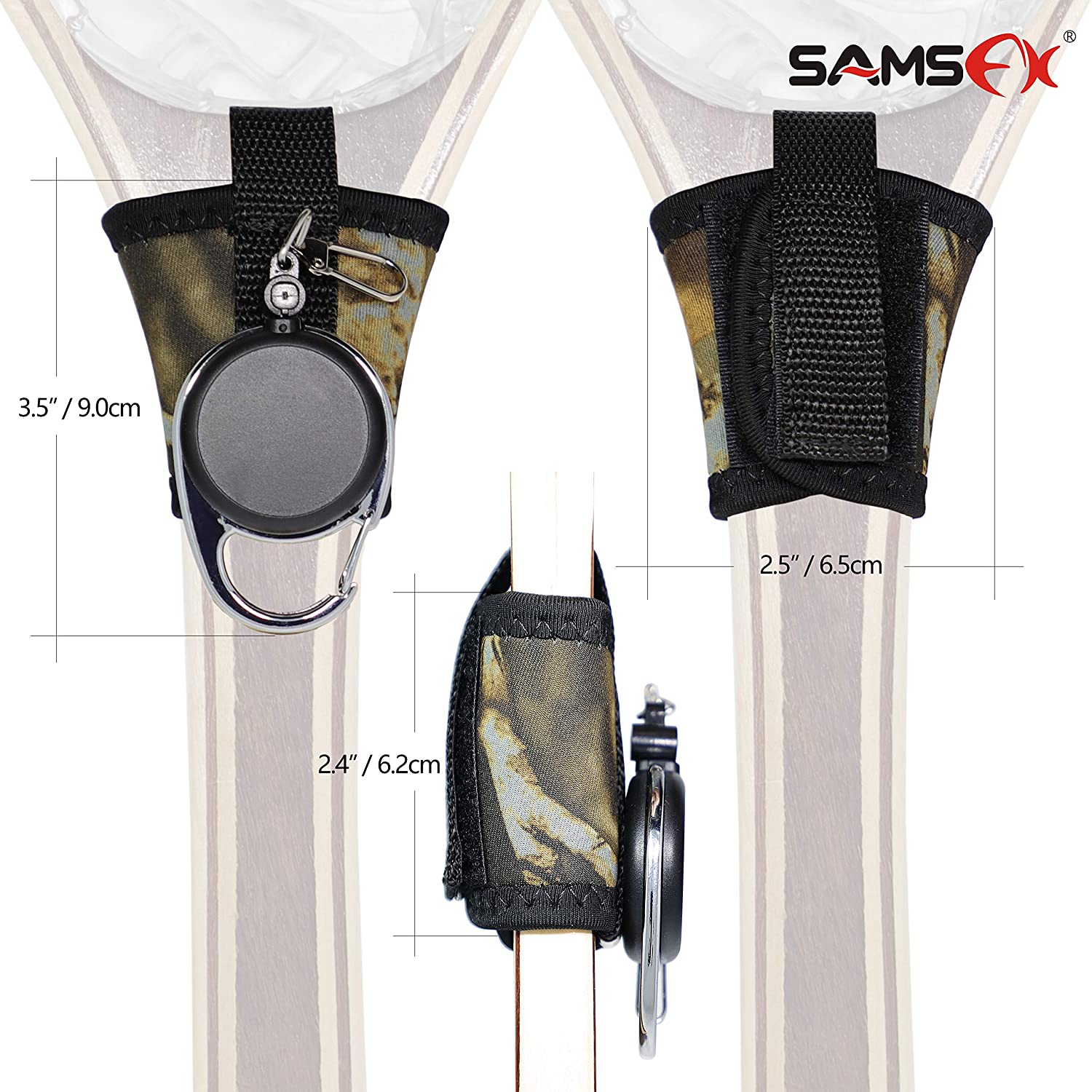SAMSFX Fishing Tape Measure Zinger and Neoprene Straps Attaches to Fly