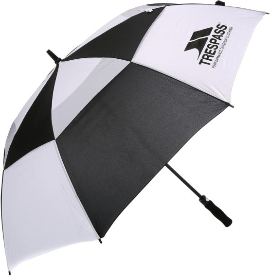 Trespass Catterick, Black / White, Windproof Umbrella 76cm, Black